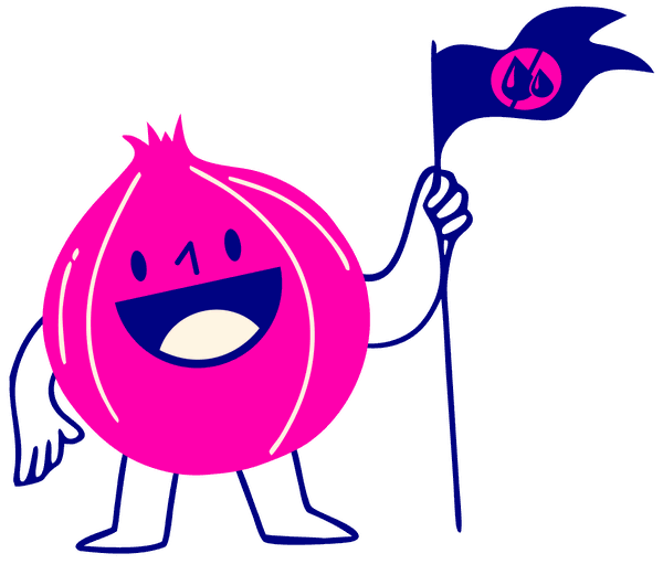 Smileys character waving a tearless flag